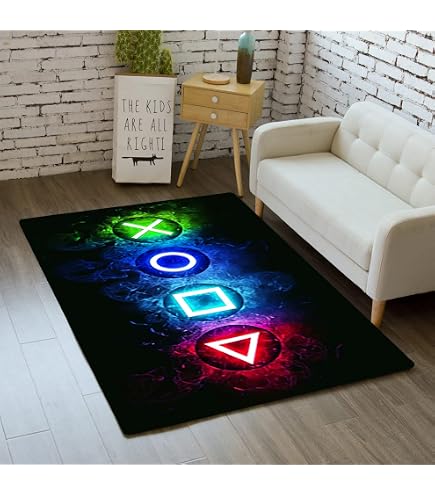 PlayStation ラグマット Amazon.com: PlayStation Square Rug Controller Icons Design